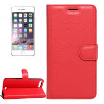 Leren koffer met geïntegreerde standaard en vak voor documenten Apple-iPhone 8 Plus / 7 Plus - rood