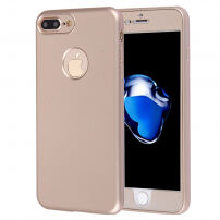 Kunststof deksel voor iPhone 8 Plus / 7 Plus met 360° bescherming - beschermt de voor- en achterzijde van het toestel - goud