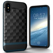 Bestand 3D-diamant plastic deksel in de stijl van een 3D diamant iPhone XS/iPhone X X - blauw