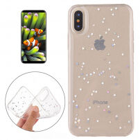 Gekleurde hoes met glitter voor iPhone XS / iPhone X - sterren en stippen - doorzichtig