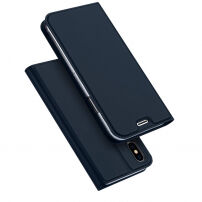 DUX DUCIS-koffer met statief en documentcompartimenten voor Apple iPhone XS - donkerblauw