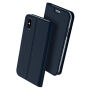DUX DUCIS-koffer met statief en documentcompartimenten voor Apple iPhone XS - donkerblauw