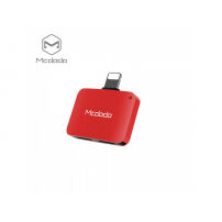 MCDODO adapter met twee bliksemaansluitingen voor Apple iPhone - rood