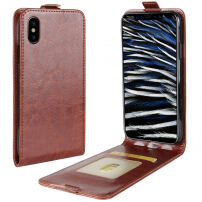 Kantelbare koffer met deksel en documentcompartiment voor iPhone XS/iPhone X X - Bruin