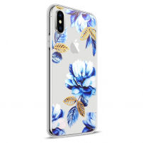 Zachte kunststof hoes voor Apple iPhone XS/iPhone X X - blauwe bloemen