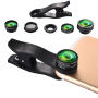 HAUTIK multifunctionele objectieflens 4 in 1 met clip voor Apple iPhone - 180° fisheye / macro-objectief / telescopische objectieflens / groothoekobjectief / groothoekobjectieflens