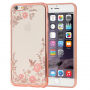 Elegante hoes met glinsterende steentjes voor Apple iPhone 6S Plus / 6 Plus - roze-goud met bloemen