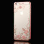 Elegante hoes met glinsterende steentjes voor Apple iPhone 6S Plus / 6 Plus - roze-goud met bloemen