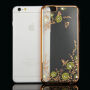 Elegante hoes met glinsterende steentjes voor Apple iPhone 6S Plus / 6 Plus - roze-goud met bloemen
