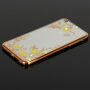 Elegante hoes met glinsterende steentjes voor Apple iPhone 6S Plus / 6 Plus - roze-goud met bloemen