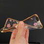 Elegante hoes met glinsterende steentjes voor Apple iPhone 6S Plus / 6 Plus - roze-goud met bloemen
