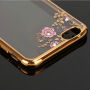 Elegante hoes met glinsterende steentjes voor Apple iPhone 6S Plus / 6 Plus - roze-goud met bloemen