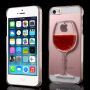 Kunststof deksel met vloeibare wijn in plastic glas voor Apple iPhone SE (2016) / 5S