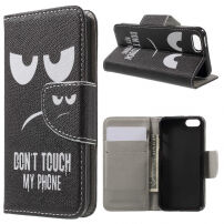 Flip Case met standaard en vakje voor documenten iPhone 5 / 5S / SE (2016) - Raak mijn telefoon niet aan.