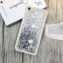 Beschermhoes met zwevende pailletten voor Apple iPhone SE (2016) / 5S - Zwart/zilver