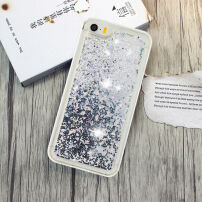 Beschermhoes met zwevende pailletten voor Apple iPhone SE (2016) / 5S - Zwart/zilver
