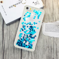 Beschermhoes met zwevende pailletten voor Apple iPhone SE (2016) / 5S - blauwe harten