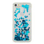 Beschermhoes met zwevende pailletten voor Apple iPhone SE (2016) / 5S - blauwe harten
