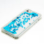 Beschermhoes met zwevende pailletten voor Apple iPhone SE (2016) / 5S - blauwe harten