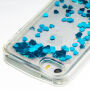 Beschermhoes met zwevende pailletten voor Apple iPhone SE (2016) / 5S - blauwe harten