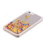 Beschermhoes met zwevende pailletten voor Apple iPhone SE (2016) / 5S - goud met kleurrijke harten