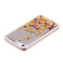 Beschermhoes met zwevende pailletten voor Apple iPhone SE (2016) / 5S - goud met kleurrijke harten