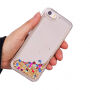 Beschermhoes met zwevende pailletten voor Apple iPhone SE (2016) / 5S - goud met kleurrijke harten