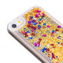 Beschermhoes met zwevende pailletten voor Apple iPhone SE (2016) / 5S - goud met kleurrijke harten