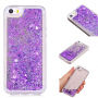 Beschermhoes met zwevende pailletten voor Apple iPhone SE (2016) / 5S - violet met harten