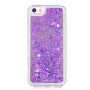Beschermhoes met zwevende pailletten voor Apple iPhone SE (2016) / 5S - violet met harten