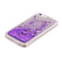 Beschermhoes met zwevende pailletten voor Apple iPhone SE (2016) / 5S - violet met harten