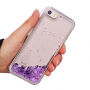 Beschermhoes met zwevende pailletten voor Apple iPhone SE (2016) / 5S - violet met harten