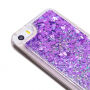 Beschermhoes met zwevende pailletten voor Apple iPhone SE (2016) / 5S - violet met harten
