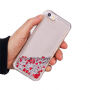 Beschermhoes met zwevende pailletten voor Apple iPhone SE (2016) / 5S - zilver met rode harten