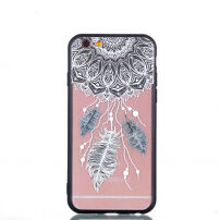 Beschermend plastic deksel met zwart frame voor Apple iPhone 6 / 6S - droomvanger met veren