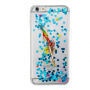 Afdekking met drijvende pailletten voor Apple iPhone 6S Plus / 6 Plus - kleurrijke veren met blauwe harten