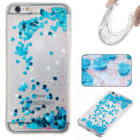 Afdekking met drijvende pailletten voor Apple iPhone 6S Plus / 6 Plus - met blauwe harten