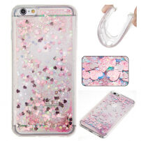 Afdekking met drijvende pailletten voor Apple iPhone 6S Plus / 6 Plus - roze met harten