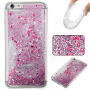 Afdekking met drijvende pailletten voor Apple iPhone 6S Plus / 6 Plus - violet met harten