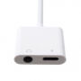 Reductie met bliksem en 3,5-connector voor de reductie met bliksem en jack 3,5-connector voor het gelijktijdig opladen en beluisteren van muziek voor iPhone - wit