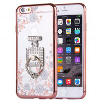 Luxe hoes met zilveren houder met stenen voor Apple iPhone 6 Plus