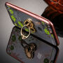 Luxe hoes met gouden hartje en houder met stenen voor Apple iPhone 6 Plus - groene bloemen