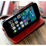 Beschermende flip case gemaakt van kunstleer Apple iPhone 5 / 5S / SE (2016) - rood