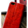 Beschermende flip case gemaakt van kunstleer Apple iPhone 5 / 5S / SE (2016) - rood