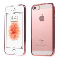 Beschermhoes van zacht plastic met transparante achterkant voor Apple iPhone 5 / 5S / SE (2016) - roze-goud