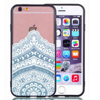 Beschermend plastic deksel met zwart frame voor Apple iPhone 6S Plus / 6 Plus - blauw-wit kant