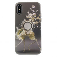 Beschermhoes van zacht kunststof met ronde houder voor de bescherming van Apple iPhone XS - hertje