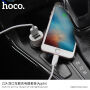 HOCO autoladerset met twee USB-poorten en bliksemafleider voor Apple-apparaat - wit