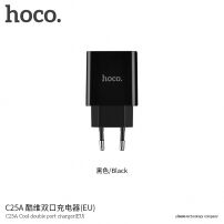 HOCO lader/adapter met twee USB-poorten en display voor Apple iPhone / HOCO lader/adapter met twee USB-poorten en display voor Apple iPhone / iPod - zwart