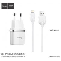 HOCO adapter en oplaadkabel set voor Apple iPhone - wit